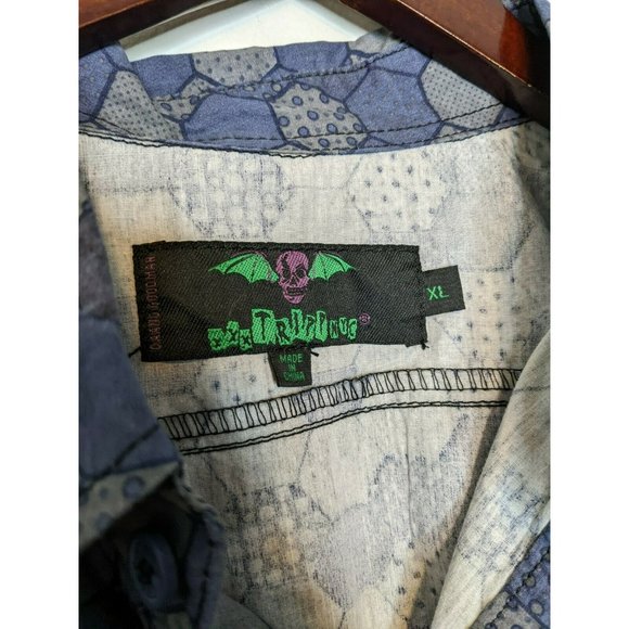 XXX TRIPP NYC Button Down Shirt Mens Blue Honeycomb Size XL Industrial Goth Punk - Picture 4 of 7